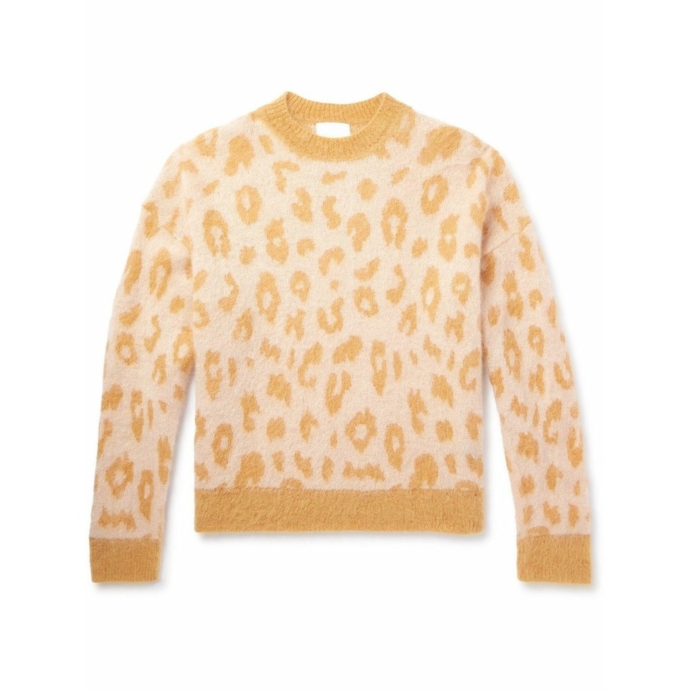 Isabel Marant Drussell Leopard Print Mohair Blend Sweater Honey Cream Mens small